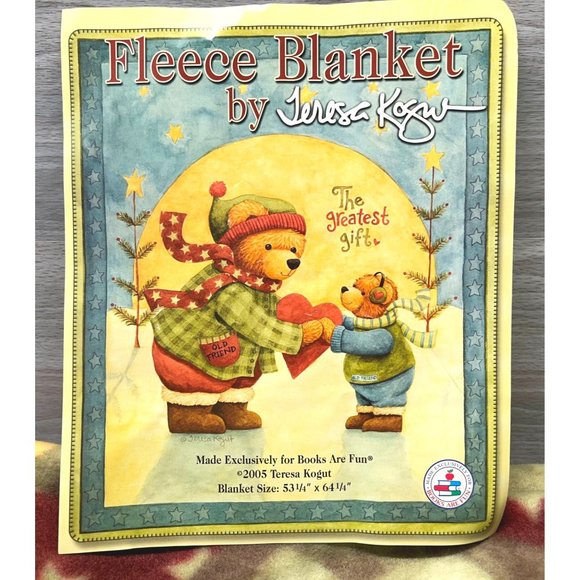Teresa Kogut Teddy Bear Fleece Blanket The Greatest Gift Throw 53 x 64 Friends - Picture 2 of 8